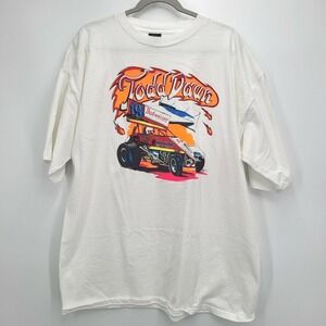 Vintage 90s Sprint Car Mens XXL White Todd Daun Budweiser Superweight Tees U.S.A